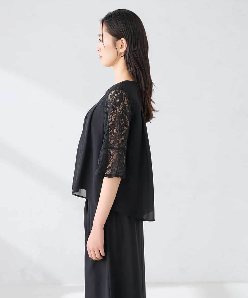KBEGF13149 a.v.v(アー・ヴェ・ヴェ) 【結婚式/お呼ばれに】レースドッキングブラウス・パンツセットアップ ブルー