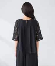 KBEGF13149 a.v.v(アー・ヴェ・ヴェ) 【結婚式/お呼ばれに】レースドッキングブラウス・パンツセットアップ ブルー