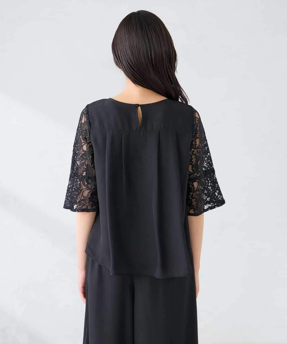 KBEGF13149 a.v.v(アー・ヴェ・ヴェ) 【結婚式/お呼ばれに】レースドッキングブラウス・パンツセットアップ ブルー