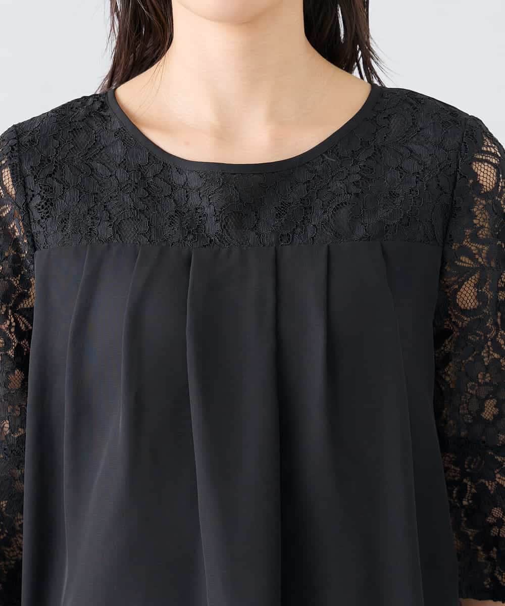 KBEGF13149 a.v.v(アー・ヴェ・ヴェ) 【結婚式/お呼ばれに】レースドッキングブラウス・パンツセットアップ ブルー
