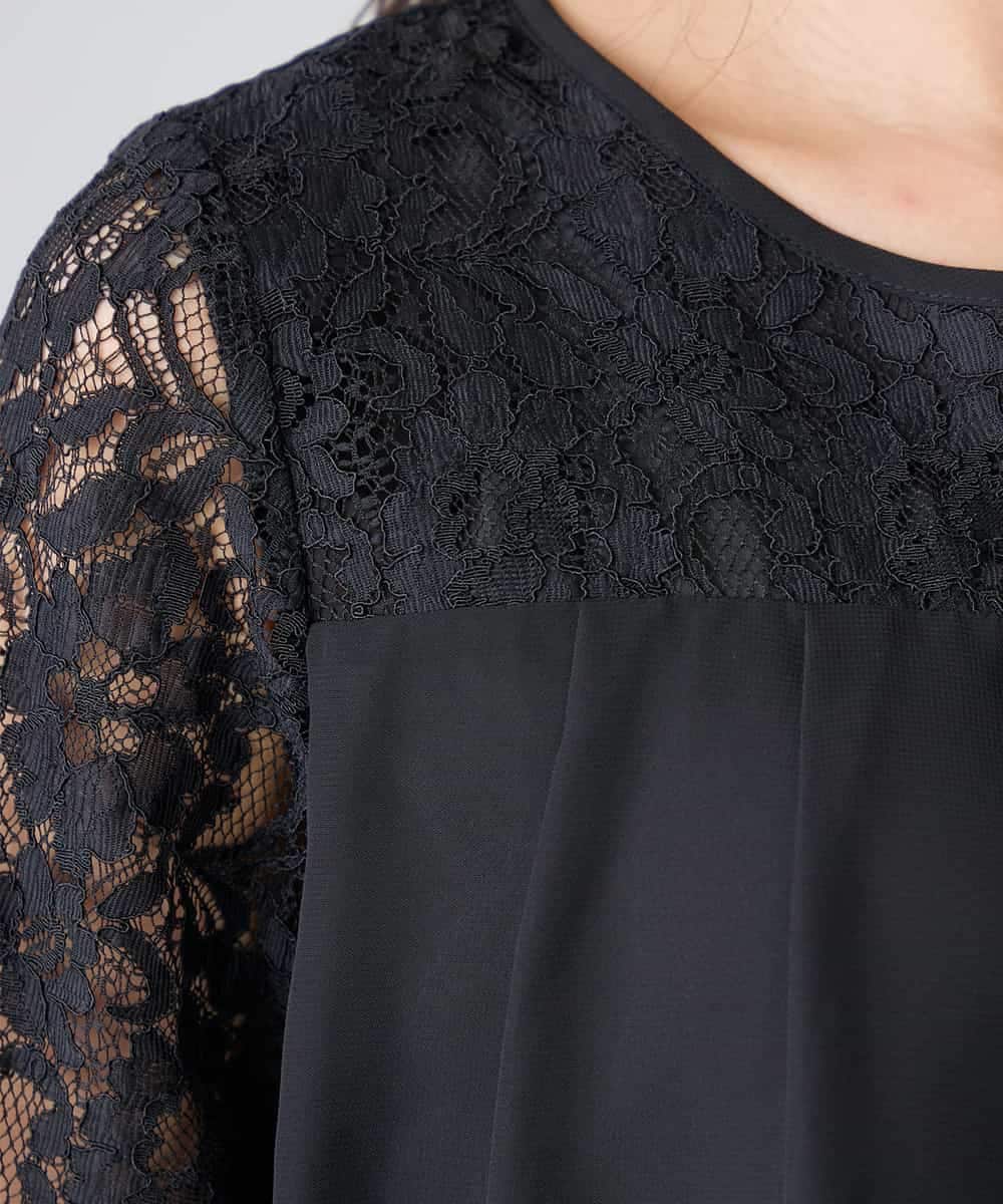 KBEGF13149 a.v.v(アー・ヴェ・ヴェ) 【結婚式/お呼ばれに】レースドッキングブラウス・パンツセットアップ ブルー