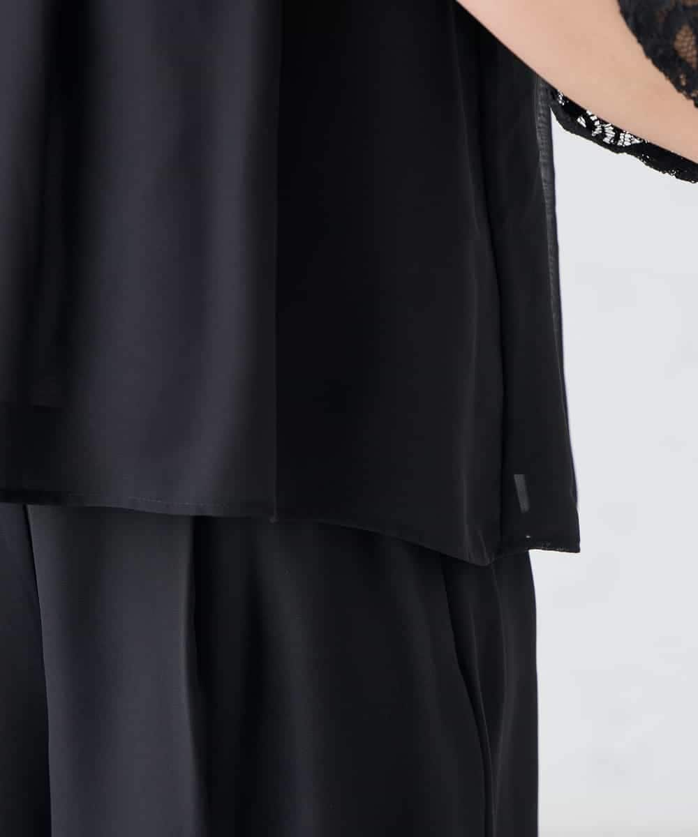 KBEGF13149 a.v.v(アー・ヴェ・ヴェ) 【結婚式/お呼ばれに】レースドッキングブラウス・パンツセットアップ ブルー