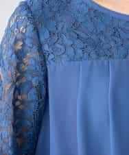 KBEGF13149 a.v.v(アー・ヴェ・ヴェ) 【結婚式/お呼ばれに】レースドッキングブラウス・パンツセットアップ ブルー