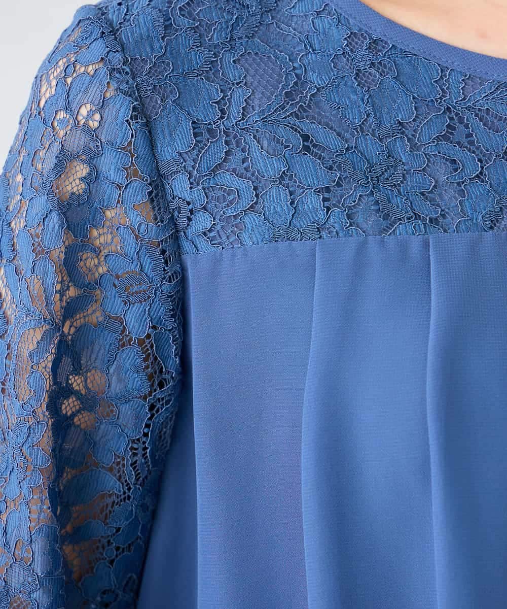 KBEGF13149 a.v.v(アー・ヴェ・ヴェ) 【結婚式/お呼ばれに】レースドッキングブラウス・パンツセットアップ ブルー