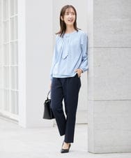 KBLCD01079 a.v.v(アー・ヴェ・ヴェ) 【洗える/ストレッチ/セットアップ対応】ダブルクロステーパードパンツ ネイビー