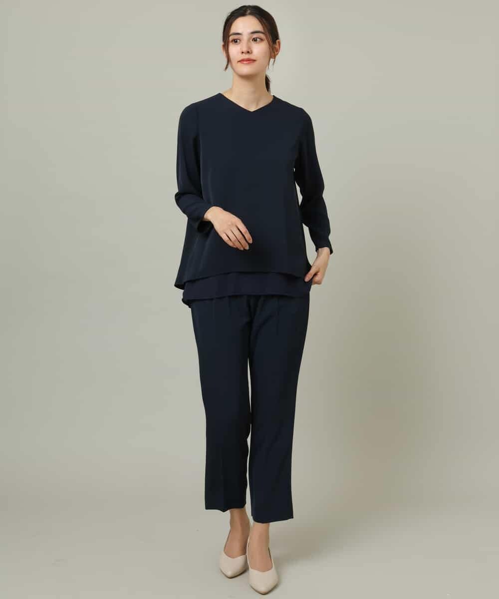 KBLCS04059 a.v.v(アー・ヴェ・ヴェ) 【セットアップ対応/洗える】テーパードパンツ ブラック