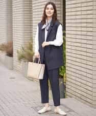 KBLFT20064 a.v.v(アー・ヴェ・ヴェ) 【UVカット/イージーケア】麻調ストレッチテーパードパンツ【麻調シリーズ】 ライトグレー