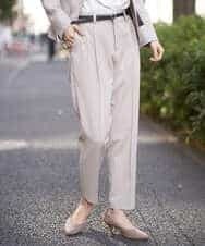 KBLFT20064 a.v.v(アー・ヴェ・ヴェ) 【UVカット/イージーケア】麻調ストレッチテーパードパンツ【麻調シリーズ】 ライトグレー