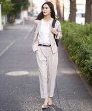 KBLFT20064 a.v.v(アー・ヴェ・ヴェ) 【UVカット/イージーケア】麻調ストレッチテーパードパンツ【麻調シリーズ】 ライトグレー