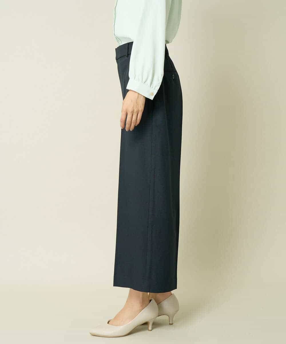 KBLLW12064 a.v.v(アー・ヴェ・ヴェ) 【洗える/イージーケア/毛玉になりにくい/ストレッチ/吸水速乾】ツイード調クロップドワイドパンツ ダークグレー