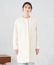 KBUCD02129 a.v.v(アー・ヴェ・ヴェ) ジャガードノーカラーコート ネイビー