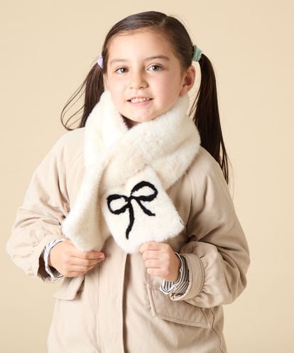 KG3AD02024 a.v.v KIDS [KIDS]【差し込み型で安心・楽ちんあったか】リボンファーマフラー