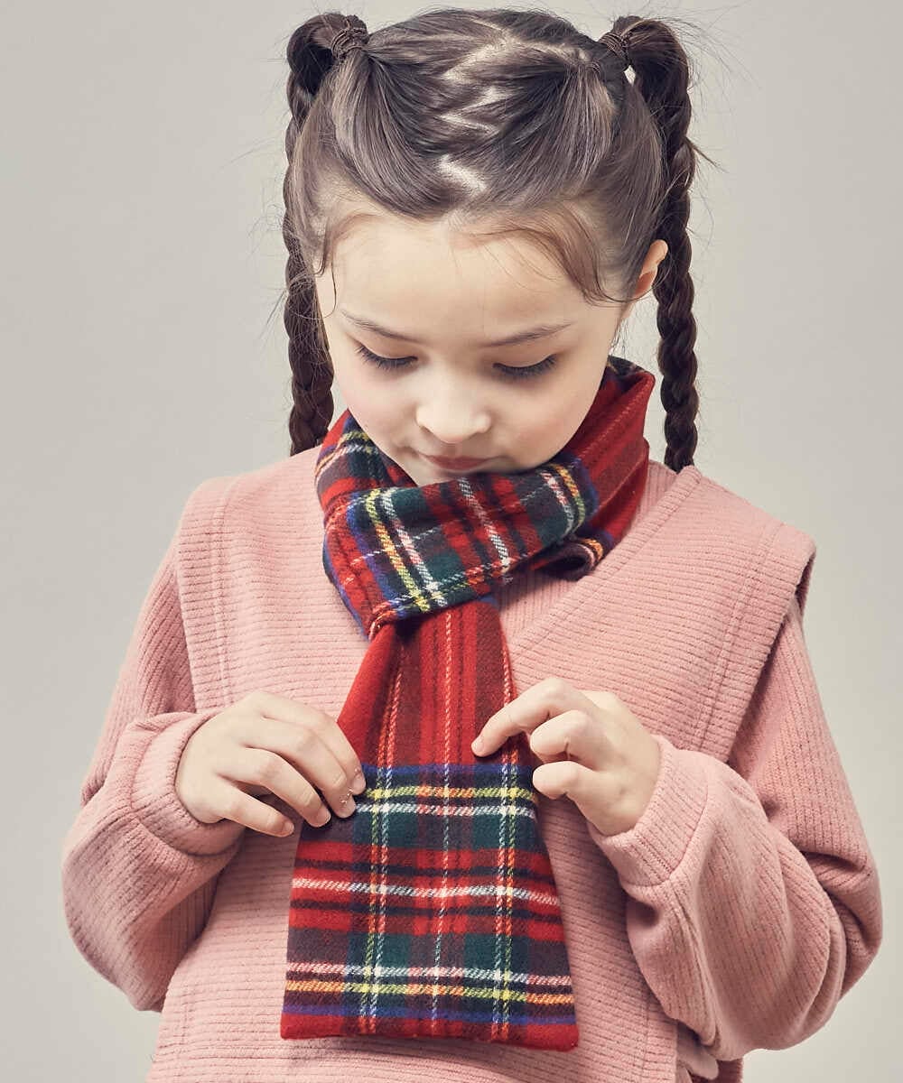 KG3AS23016 a.v.v KIDS(アー・ヴェ・ヴェ) [KIDS]チェック柄ティペット レッド