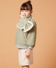 KG3JS10024 a.v.v KIDS(アー・ヴェ・ヴェ) [KIDS]【2WAY】フラワーキルトリバーシブルマフラー カーキ
