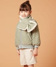 KG3JS10024 a.v.v KIDS(アー・ヴェ・ヴェ) [KIDS]【2WAY】フラワーキルトリバーシブルマフラー カーキ