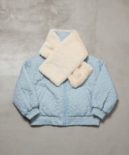 KG3JS10024 a.v.v KIDS(アー・ヴェ・ヴェ) [KIDS]【2WAY】フラワーキルトリバーシブルマフラー ライトブルー