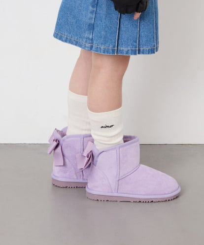 KG6AG01039 a.v.v KIDS [18-24cm]【毎年人気NO.1/クッションインソール】リボン付きフェイクムートンブーツ