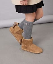 KG6AG01039 a.v.v KIDS(アー・ヴェ・ヴェ) [18-24cm]【毎年人気NO.1/クッションインソール】リボン付きフェイクムートンブーツ ベージュ