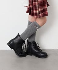 KG6AG02059 a.v.v KIDS(アー・ヴェ・ヴェ) [20-24cm]【ファスナー付きで楽ちん/セレモニーにもOK】レースアップブーツ ブラック