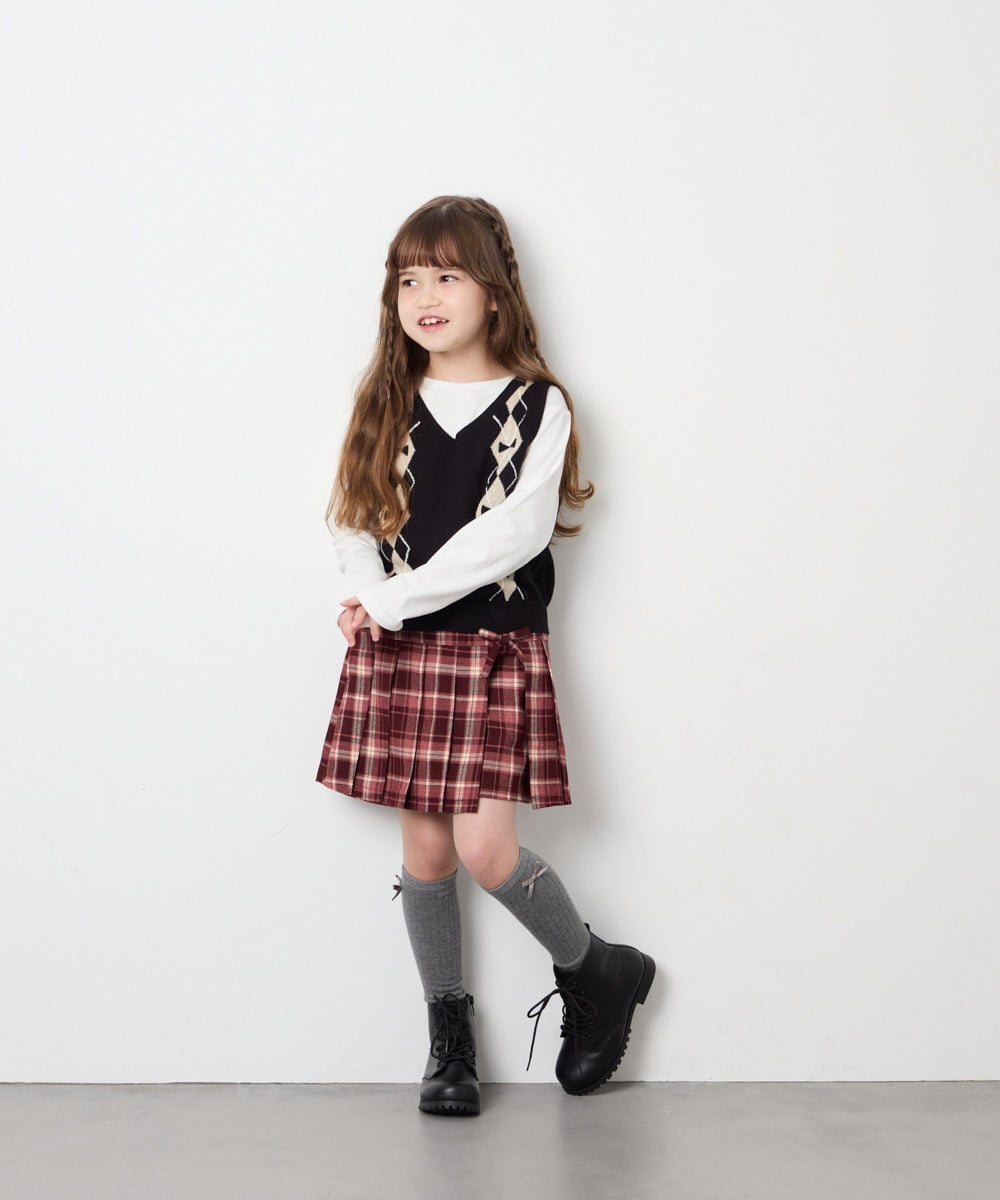 KG6AG02059 a.v.v KIDS(アー・ヴェ・ヴェ) [20-24cm]【ファスナー付きで楽ちん/セレモニーにもOK】レースアップブーツ ブラック