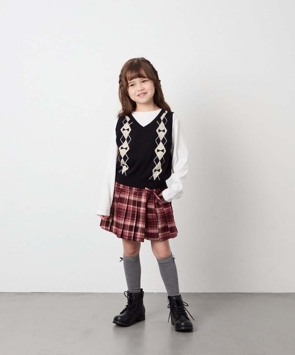 KG6AG02059 a.v.v KIDS(アー・ヴェ・ヴェ) [20-24cm]【ファスナー付きで楽ちん/セレモニーにもOK】レースアップブーツ ブラック