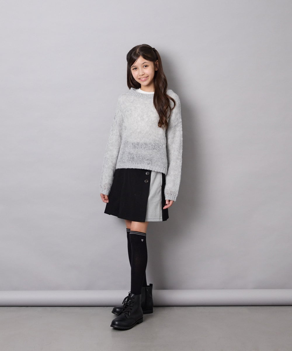KG6AG02059 a.v.v KIDS(アー・ヴェ・ヴェ) [20-24cm]【ファスナー付きで楽ちん/セレモニーにもOK】レースアップブーツ ブラック