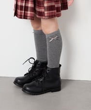 KG6AG02059 a.v.v KIDS(アー・ヴェ・ヴェ) [20-24cm]【ファスナー付きで楽ちん/セレモニーにもOK】レースアップブーツ ブラック
