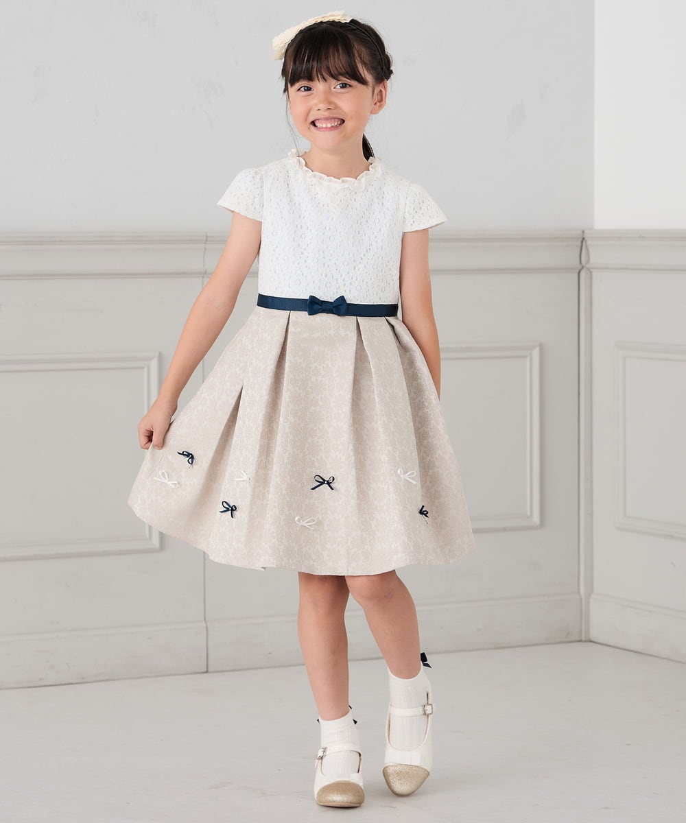 KG6CD31046 a.v.v KIDS(アー・ヴェ・ヴェ) [18/19/20cm]【セレモニー】リボンヒールパンプス アイボリー