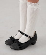 KG6CD31046 a.v.v KIDS(アー・ヴェ・ヴェ) [18/19/20cm]【セレモニー】リボンヒールパンプス ブラック