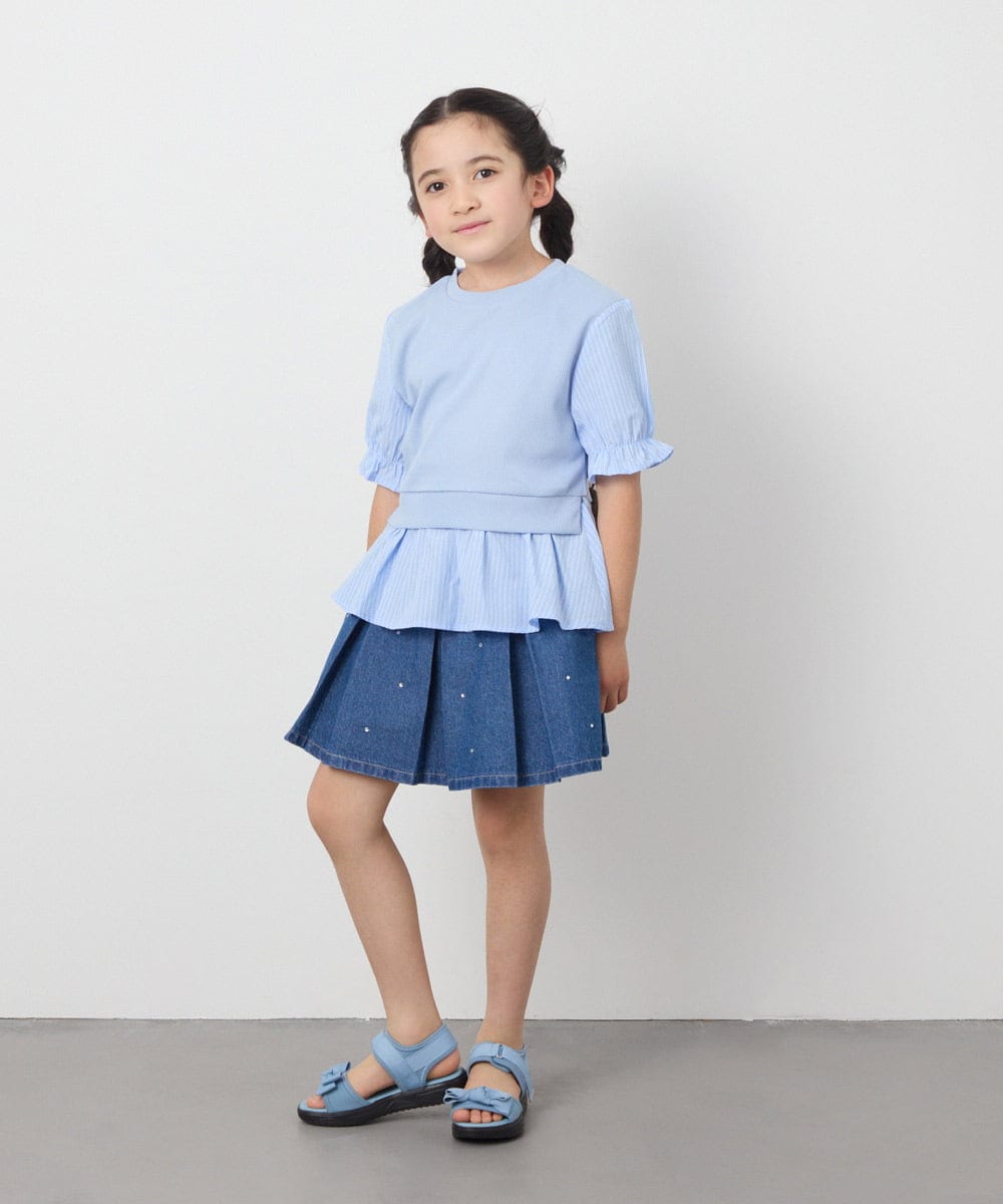 KG6GA07039 a.v.v KIDS(アー・ヴェ・ヴェ) [人気NO.1][18-23cm][軽量][履きやすい][柔らかい肌当たり]リボンスポサン ライトブルー