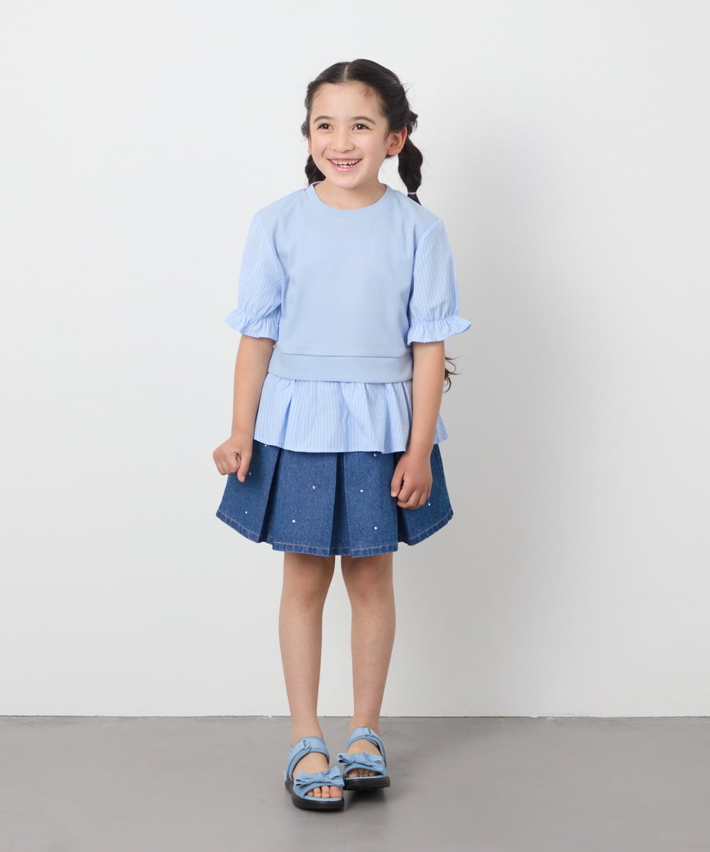 KG6GA07039 a.v.v KIDS(アー・ヴェ・ヴェ) [人気NO.1][18-23cm][軽量][履きやすい][柔らかい肌当たり]リボンスポサン ライトブルー