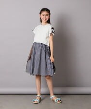 KG6GA09044 a.v.v KIDS(アー・ヴェ・ヴェ) [19-23cm][キラキララメ][コットン素材の優しい風合い]フリルサンダル ライトブルー