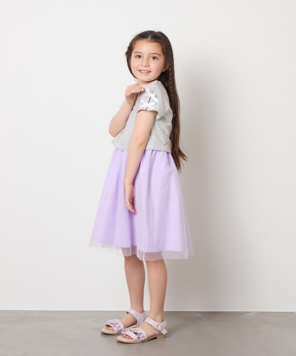 KG6GA09044 a.v.v KIDS(アー・ヴェ・ヴェ) [19-23cm][キラキララメ][コットン素材の優しい風合い]フリルサンダル ライトブルー