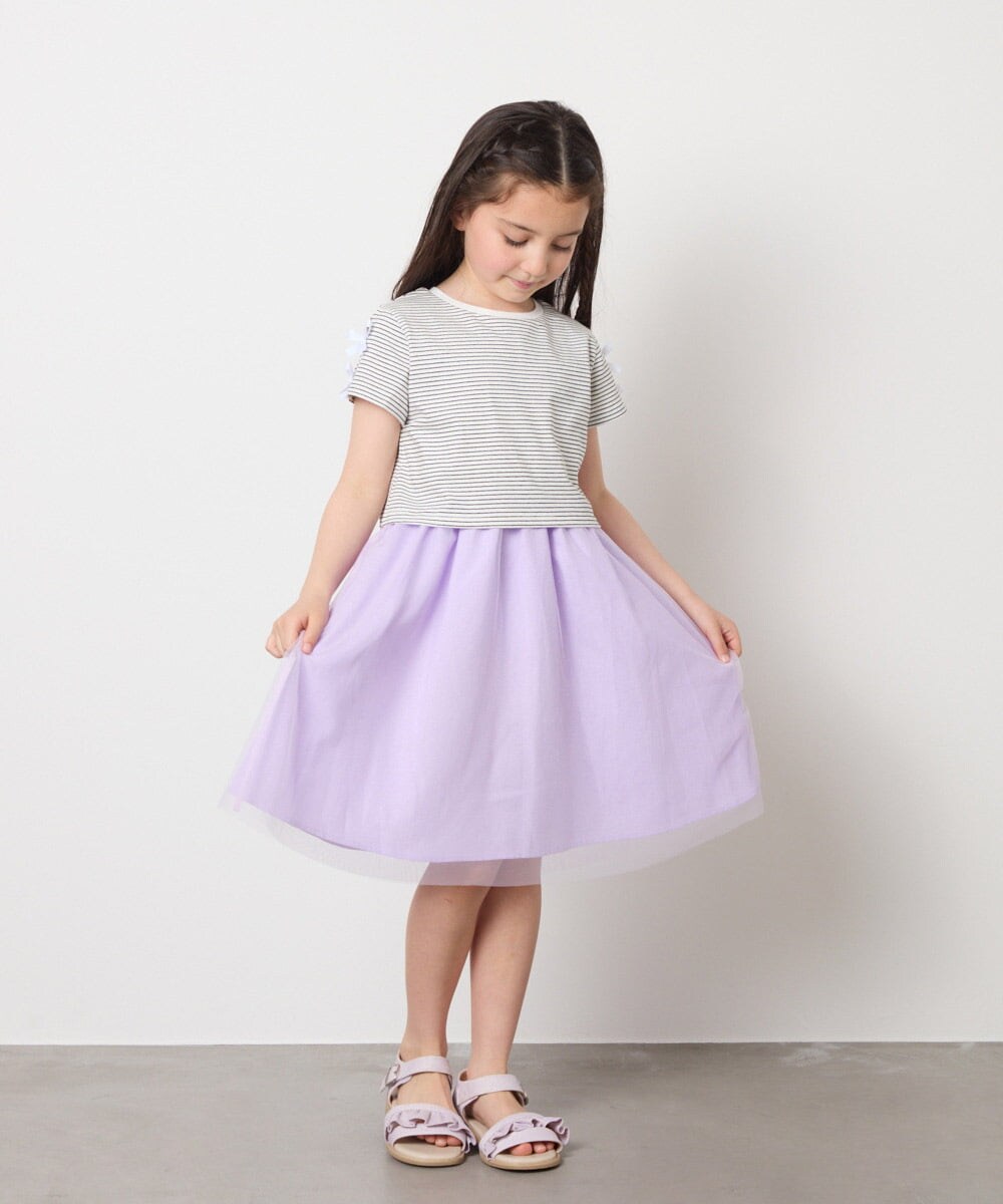 KG6GA09044 a.v.v KIDS(アー・ヴェ・ヴェ) [19-23cm][キラキララメ][コットン素材の優しい風合い]フリルサンダル ライトブルー