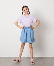KG6GA09044 a.v.v KIDS(アー・ヴェ・ヴェ) [19-23cm][キラキララメ][コットン素材の優しい風合い]フリルサンダル ライトブルー