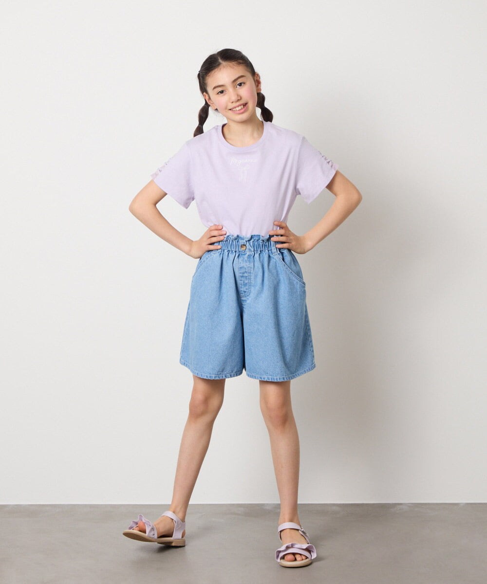 KG6GA09044 a.v.v KIDS(アー・ヴェ・ヴェ) [19-23cm][キラキララメ][コットン素材の優しい風合い]フリルサンダル ライトブルー