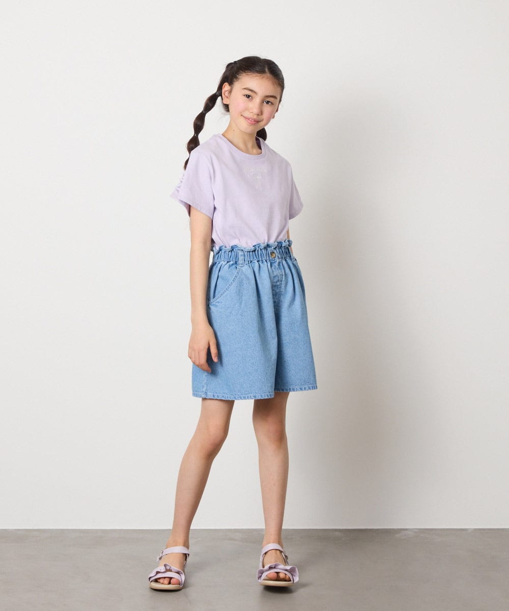KG6GA09044 a.v.v KIDS(アー・ヴェ・ヴェ) [19-23cm][キラキララメ][コットン素材の優しい風合い]フリルサンダル ライトブルー