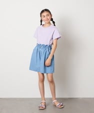 KG6GA09044 a.v.v KIDS(アー・ヴェ・ヴェ) [19-23cm][キラキララメ][コットン素材の優しい風合い]フリルサンダル ライトブルー
