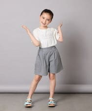 KG6GA09044 a.v.v KIDS(アー・ヴェ・ヴェ) [19-23cm][キラキララメ][コットン素材の優しい風合い]フリルサンダル ライトブルー