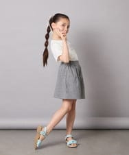 KG6GA09044 a.v.v KIDS(アー・ヴェ・ヴェ) [19-23cm][キラキララメ][コットン素材の優しい風合い]フリルサンダル ライトブルー