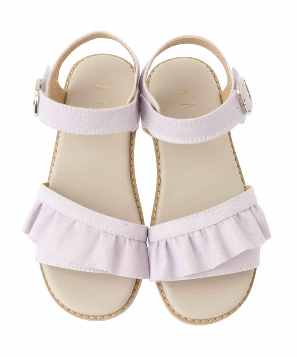 KG6GA09044 a.v.v KIDS(アー・ヴェ・ヴェ) [19-23cm][キラキララメ][コットン素材の優しい風合い]フリルサンダル ラベンダー