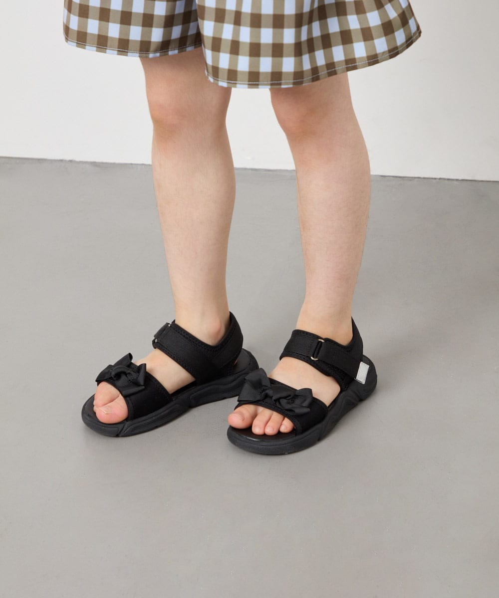 KG6GD12039 a.v.v KIDS(アー・ヴェ・ヴェ) 【19-24cm】[大人気商品/26SS新作/KIDS]リボンスポサン ブラック