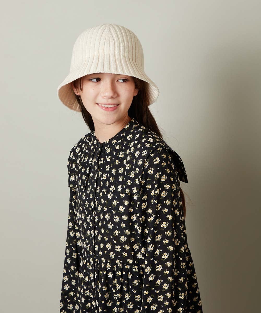 KG7AV10029 a.v.v KIDS(アー・ヴェ・ヴェ) [KIDS]リブニットバケットハット ブラック
