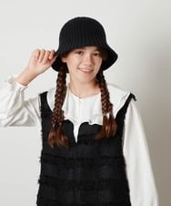 KG7AV10029 a.v.v KIDS(アー・ヴェ・ヴェ) [KIDS]リブニットバケットハット ブラック