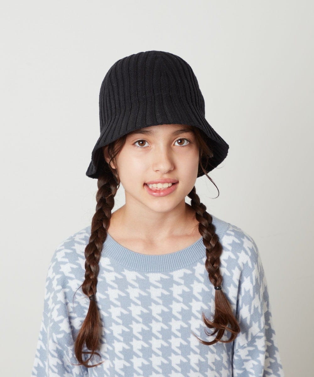 KG7AV10029 a.v.v KIDS(アー・ヴェ・ヴェ) [KIDS]リブニットバケットハット ブラック