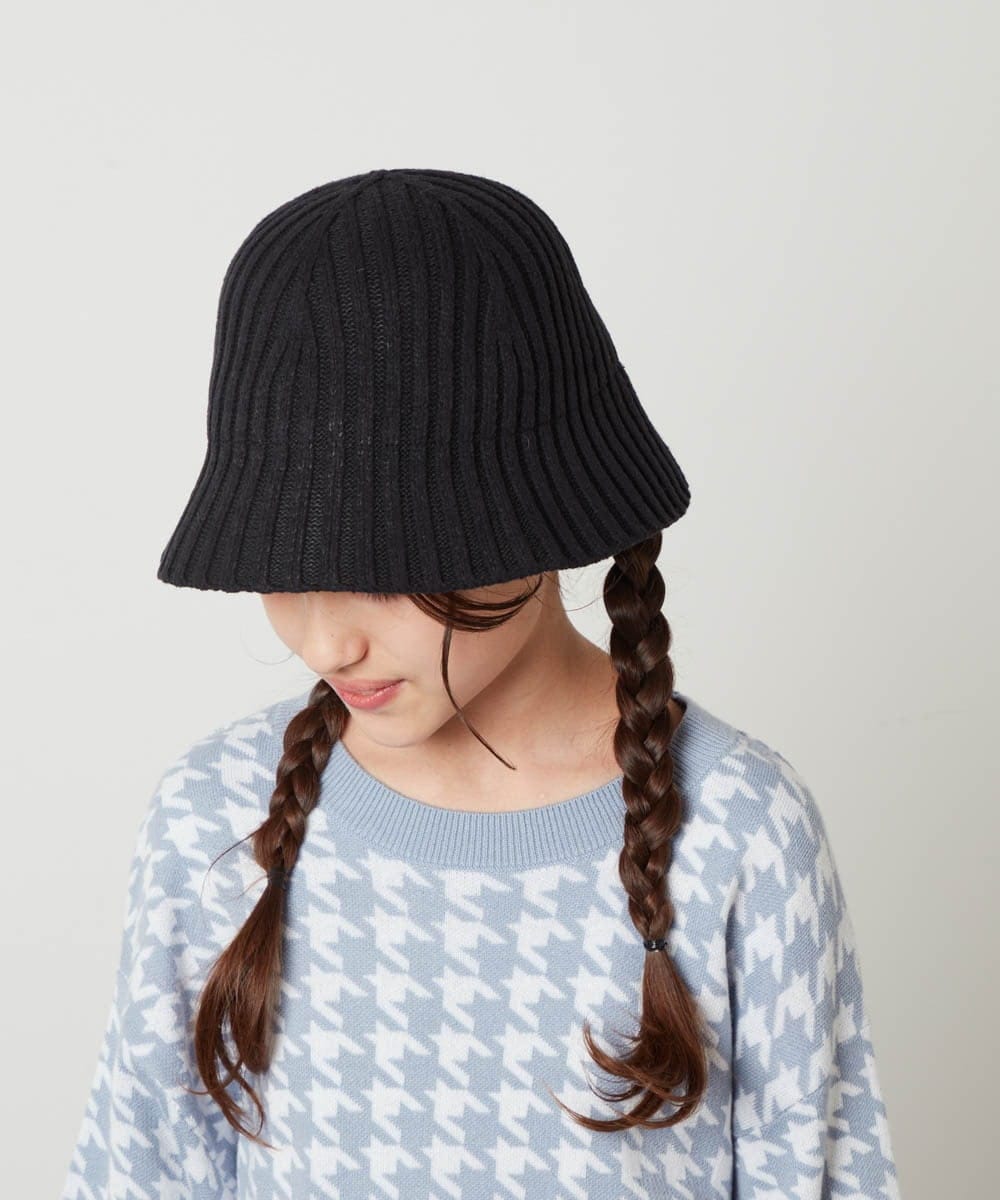 KG7AV10029 a.v.v KIDS(アー・ヴェ・ヴェ) [KIDS]リブニットバケットハット ブラック