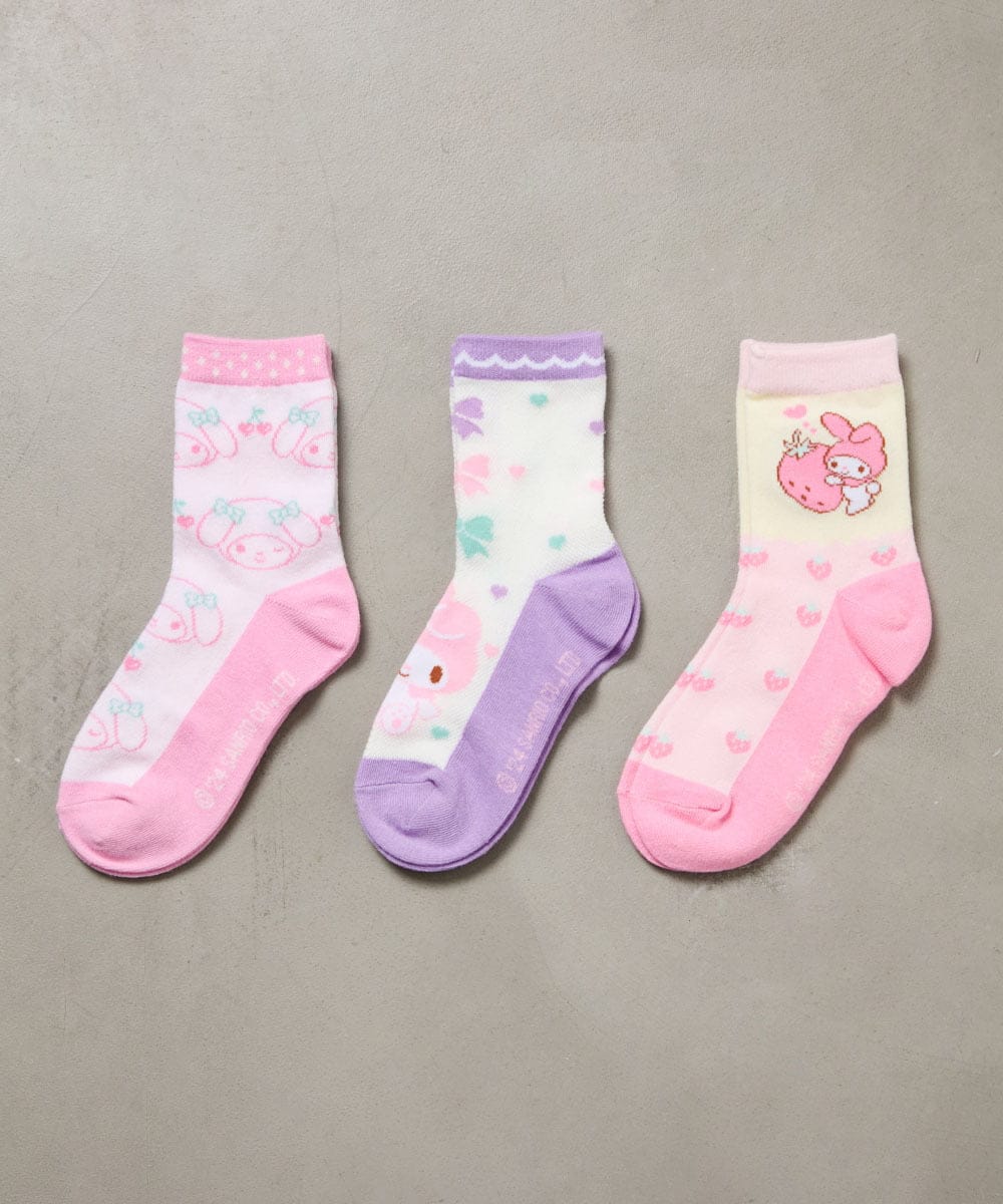 KGLAA01012 a.v.v KIDS(アー・ヴェ・ヴェ) [KIDS]【マイメロディ】3Pソックスセット ラベンダー