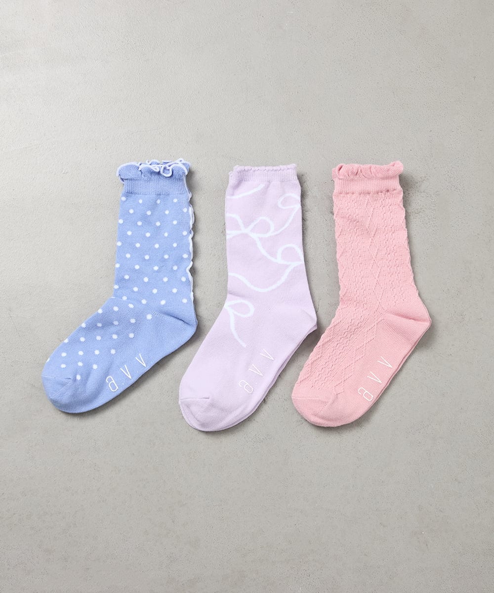 KGLAG34014 a.v.v KIDS(アー・ヴェ・ヴェ) [KIDS]【19-21/22-24cm】フェミニン3足セット ピンク