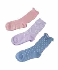 KGLAG34014 a.v.v KIDS(アー・ヴェ・ヴェ) [KIDS]【19-21/22-24cm】フェミニン3足セット ピンク