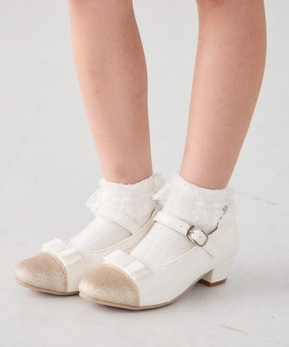 KGLCD01009 a.v.v KIDS [16-18cm/19-21cm][セレモニー]レース付きショートソックス